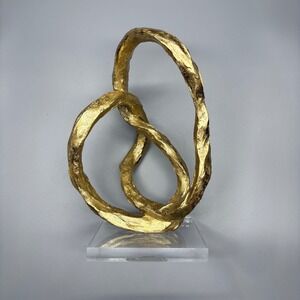 Gold Tone Abstract Twist Sculpture Modern Tabletop Art Decor Contemporary Design